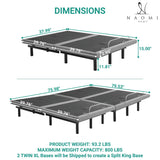 Naomi Home Idealbase Split King Adjustable Bed Frame with Lumbar Support Head Tilt Foot Incline Back Leg Massage USB Ports Massage Bed with Wireless Remote Ergonomic Zero - Gravity Smart Naomi Home