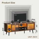 Bestier TV Stand for 75 Inch TV, 63” LED Entertainment Center with Sliding Acylic Doors, Modern TV Console with 2 Tier Storage Shelves, Media Console Table for Living Room Bedroom - Walnut Bestier