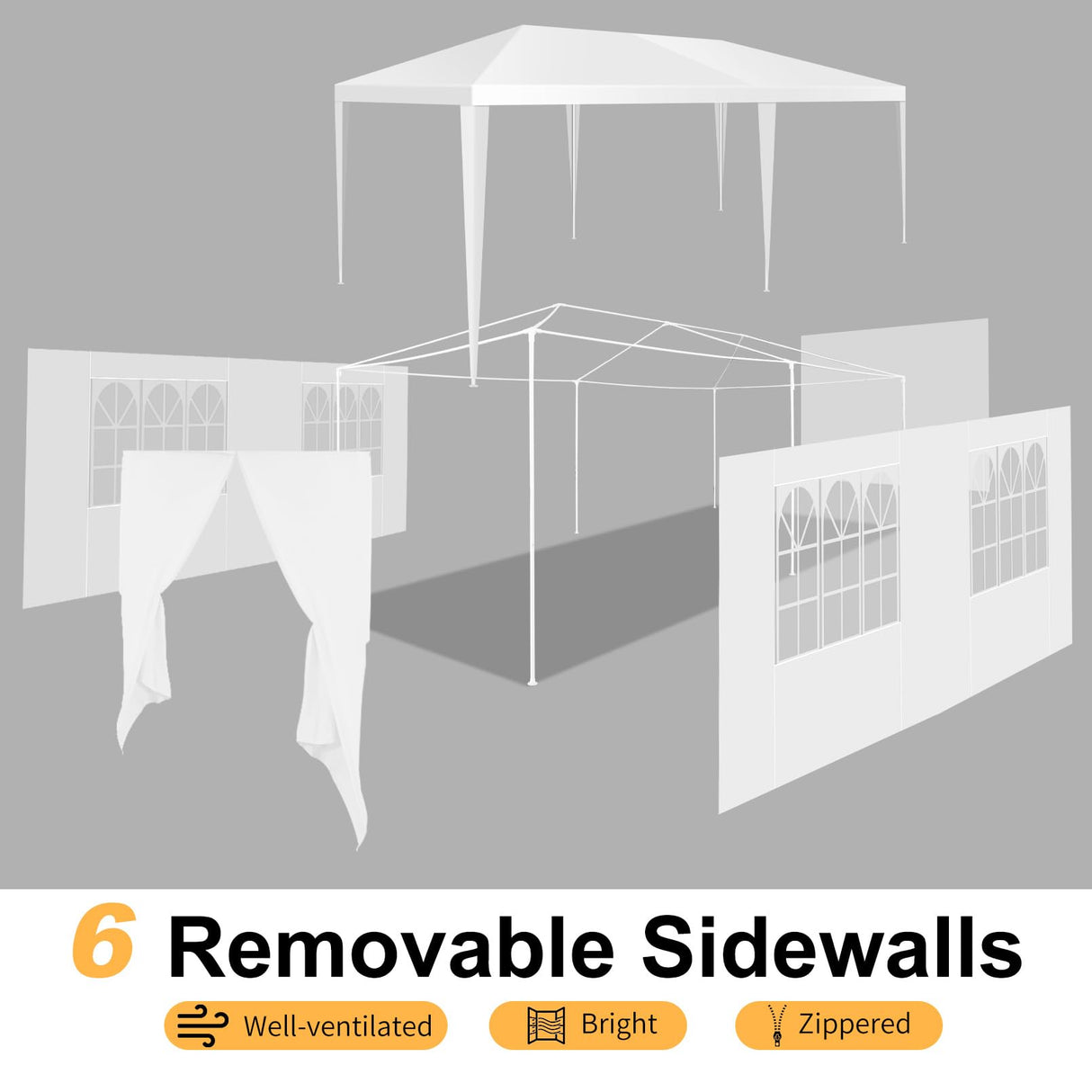 HOTEEL 10x20 Canopy Tent with Removable Sidewalls, White Tents for Parties Outdoor Party Tent Waterproof & UV Protection for Gazebo Shelter Carpas Wedding Events BBQ Hoteel