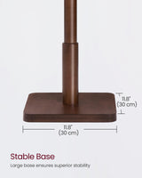 VASAGLE Solid Wood Coat Rack, Free Standing Hall Coat Tree with 8 Hooks, 3 Height Options, for Coats, Hats, Bags, Purses, for Entryway, Hallway, Rubberwood Hooks and Pole, Dark Walnut URCR010W01 VASAGLE