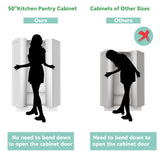 GEPELCN 50" LED Kitchen Pantry Cabinet White Storage Cabinet Food Pantry with Doors and Adjustable Shelves Freestanding Buffet Cupboards Sideboard for Kitchen Living Room and Dinning Room GEPELCN