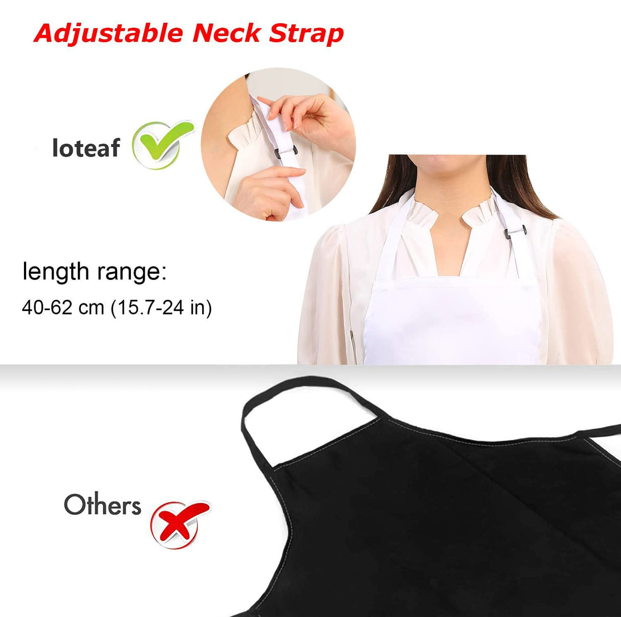 4 Packs Chef Apron, Waterproof Apron, Adjustable Apron with 2 Pockets for Men Women, Professional Apron for Kitchen Cooking Gardening Painting Baking Restaurant (White) loteaf