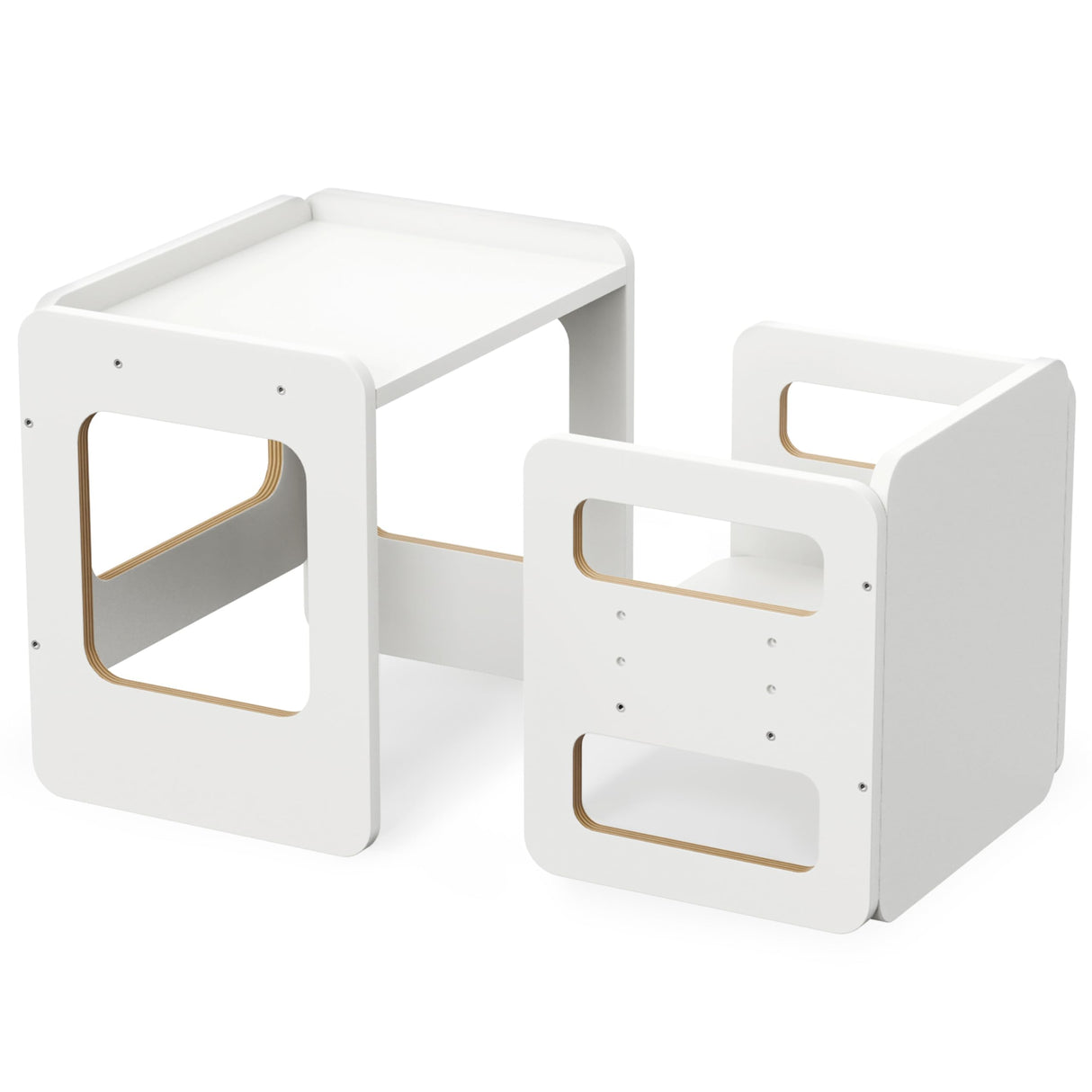 Tilhumt Montessori Weaning Table and Chair Set for Kids, Toddler Table and Chair Set, Adjustable Height Chair and Activity Table with Fence for Read, Play, Crafts (Upgraded) Tilhumt