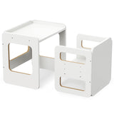 Tilhumt Montessori Weaning Table and Chair Set for Kids, Toddler Table and Chair Set, Adjustable Height Chair and Activity Table with Fence for Read, Play, Crafts (Upgraded) Tilhumt