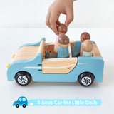 PairPear Wooden Family Car for Dolls,Wooden Toys Dollhouese Furniture Accessories Playset,Kids Pretend Preschool Play Vehicle Toys Gift for Toddler 3 Years and Up PairPear