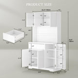 DWVO 71''Tall Kitchen Pantry Storage Cabinet, Modern Buffet Cabinet with Hutch, Kitchen Hutch Cabinet with Outlet, Large Food Pantry Cabinet with Doors and Shelves, Wine Rack for Dining Room, White DWVO