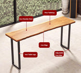 AUQMTAIN Farmhouse Bar Table, Live Edge Solid Wood Bar Height Pub Table, Industrial Rectangular High Top Kitchen & Dining Tables with Sturdy Metal Legs-Table Only (39.3" L x 17.7" W x 41.3" H) AUQMTAIN