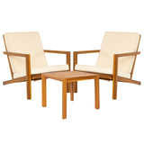 Idzo Eleve 400lbs Capacity Outdoor Club Chairs Set of 2 with Wooden Side Table, FSC Certified Acacia Wood Patio Furniture Set for Firepit Porch, Large, Slanted Backrest Design IDZO