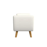 HomePop Modern Storage Bench with Wood Legs Home Décor|Bench with Storage for Living Room & Bedroom - Cream Textured Woven HomePop