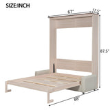 Modern Queen Size Murphy Bed Wall Bed with Spacious 2 Seat Sofa and Light, Traditional Solid Wood Murphy Cabinet Bedframe, Can be Folded, Space-Saving Design XD Designs