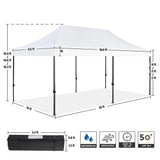 Yaheetech Heavy Duty Pop Up Canopy Tent, 10x20 Commercial Instant Shelter Tent for Wedding, Parties, Adjustable Outdoor Canopy with Wheeled Carry Bag, 6 Sandbags & 10 Stakes, White Yaheetech
