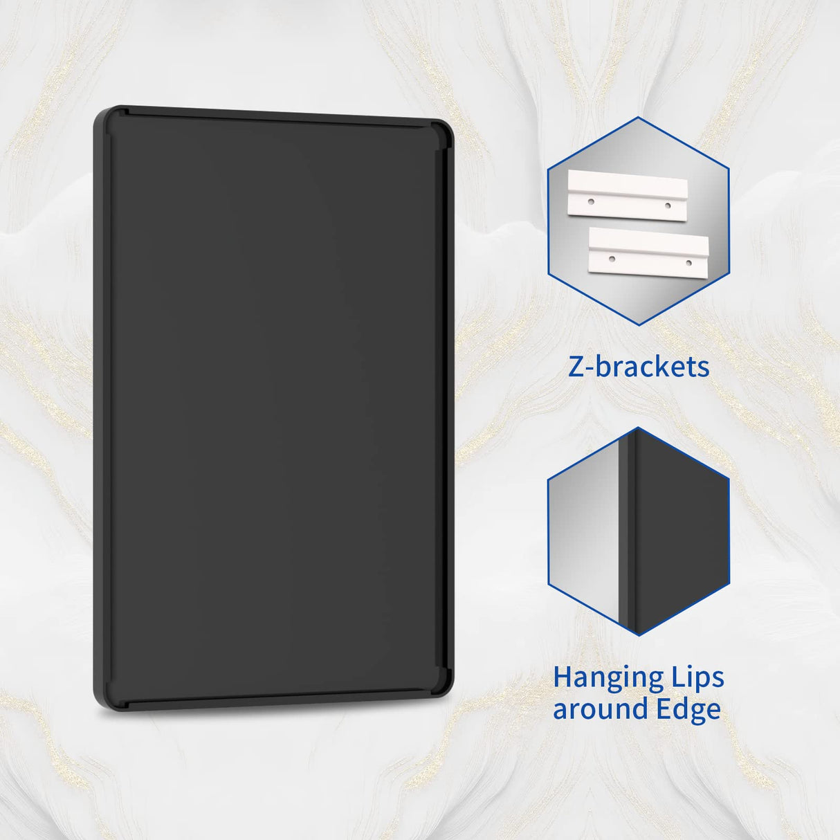 WEER Black Bathroom Mirror for Wall, 50X36 Inch Matte Black Mirror, Rectangular Black Metal Framed Vanity Mirror with Tempered Glass, Rounded Corner, Anti-Rust (Horizontal/Vertical) WEER