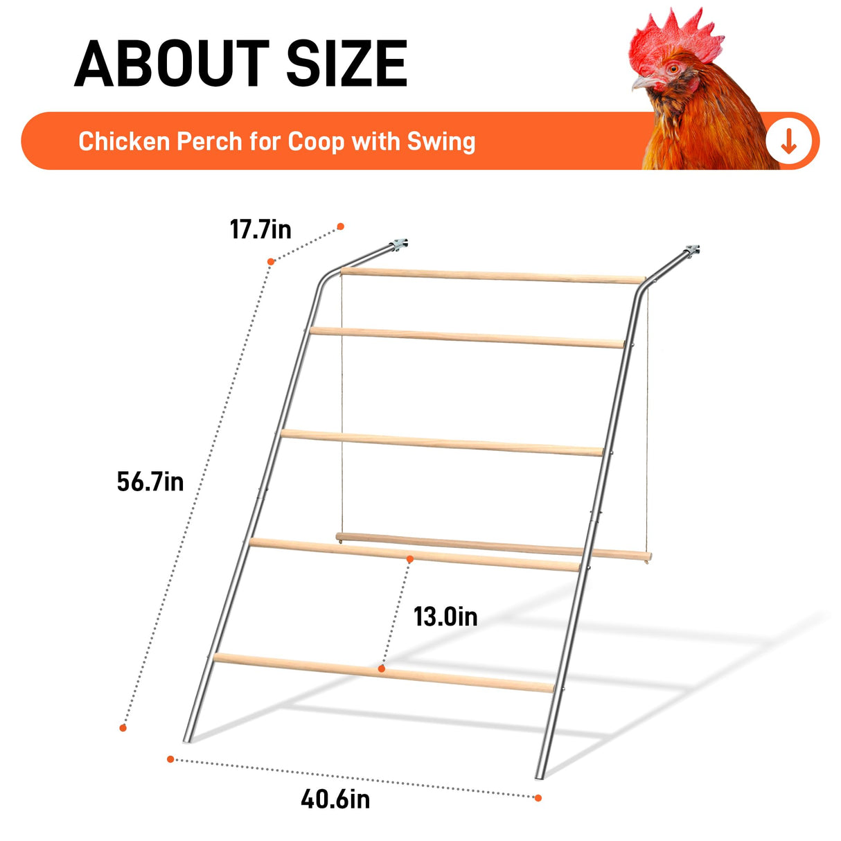 Large chicken perch for coop with swing,chicken toys for coop,chicken roosting bars for chickens in coop, Backyard Poultry toys,Easy to install and clean,Sturdy Coop Rack Bars,chicken coop accessories ANNDING