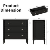 ZOSQUARE 3 Drawer Dresser, 32 inch Wide Dresser for Bedroom, Modern Wood Chest of Drawers, Turned Legs Nightstand with 3 Drawers for Dorms, Hallway, Entryway (Black) ZOSQUARE