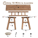 Wnutrees 43" Solid Wood Bench, Farmhouse Rustic Entryway Bench Seat for Dining Room, Hallway, End of Bed, Handcrafted Finish, Natural Wnutrees