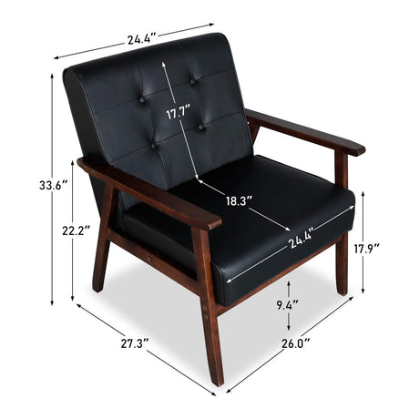 JIASTING Mid Century 1 Loveseat Sofa and 2 Accent Chairs Set Modern Wood Arm Couch and Chair Living Room Furniture Sets (8428 Black Set) JIASTING