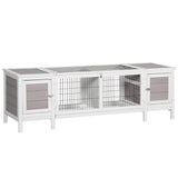 PawHut Rabbit Hutch, Bunny Cage, Guinea Pig House with Pull-Out Tray, and Divided Board for Indoor, White PawHut