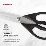 KitchenAid All Purpose Kitchen Shears with Protective Sheath Durable Stainless Steel Scissors, Dishwasher Safe, Soft Grip Comfort Handle, 8.72 Inch, Black KitchenAid