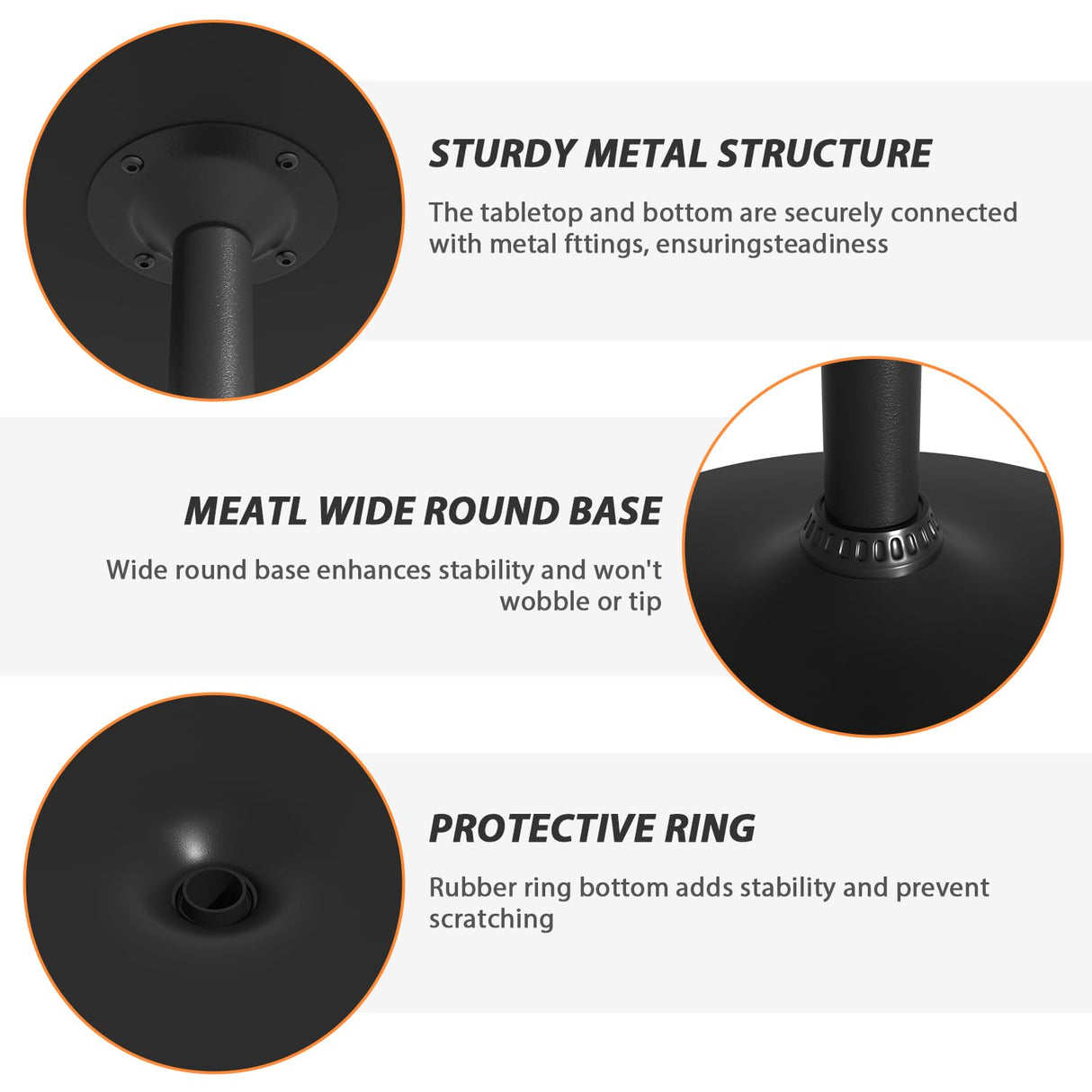 Tall Bar Table Cocktail Table Drink Table With Metal Base, 40" High Top Table 23.6 In MDF Top Pub Table Bar Height Table Bistro Table Round Table Drink Tables for Small Spaces Home, Wood, Black BORGEBY