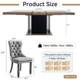 9-Piece Dining Table Set with 8 Upholstered Chairs, Rectangular Extendable Table Set for 8, Wood Dining Room Set for Kitchen Home, 78.74in (62.99in) Long Expandable Kitchen Table with 8 Chairs Henf