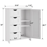 JUMMICO Bathroom Storage Cabinet, Floor Cabinet with 4 Drawers and 1 Adjustable Shelf, Storage Oragnizer for Living Room, Kitchen, Bathroom (White) JUMMICO