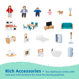 OOOK Wooden Dollhouse with Liftable Elevator - 2.6 Feet High Modern Doll House for Kids Toddlers - Including 21 Furniture Pieces, 4 Family Dolls, and OOOK