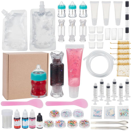 WEBEEDY DIY Lip Gloss Making Kit for Adults,55 Pcs Moisturizing Lip Glaze Handmade Set to Make Your Own Lips Gloss,Fun Makeup Kits for Beginners Women DIY Makeup Supplies Set Gift WEBEEDY