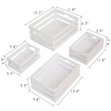 MACVAD Set of 4 Large Wooden Crates Decorative, Whitewashed Nesting Wooden Crates for Display Rustic, Farmhouse Wooden Storage Container Boxes Made from 100% Wood MACVAD