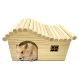 Wooden House With Windows for Small Animals - Climbing Play Hut for Hamster, Sugar Gliders, Gerbil, Rat Wood Hideout Hamiledyi
