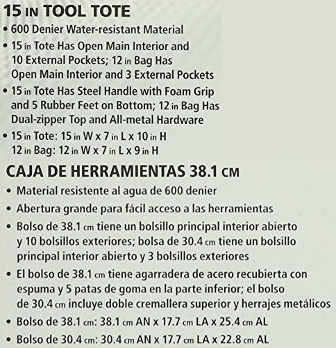 Husky 12 Inch and 15 Inch Water Resistant Tool Bag Multi Pack (2 Piece Storage Bundle) Husky