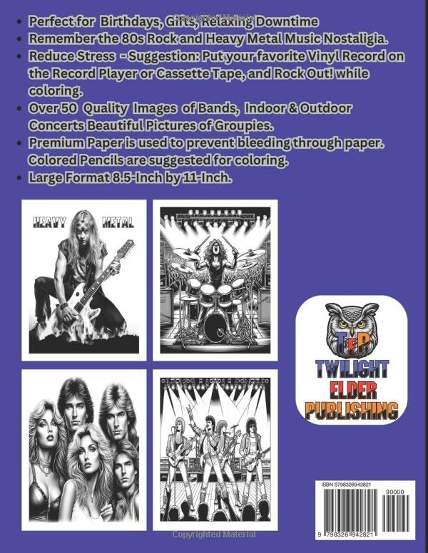 Heavy Metal and 80's Rock Coloring Book: Remember the Nostalgia of the 80's and Heavy Metal Rock (Season and Holiday Coloring and Activity Book Collection)