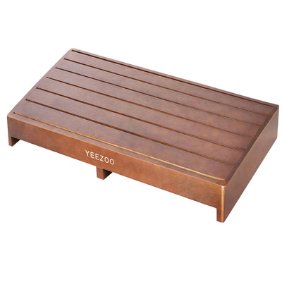 Wooden one Step Stool- Solid Pine Wood Step Riser with Non-Slip Pads, Wood Step Stool for Elderly Adults, high Bed, Bathroom, Kitchen (31.5" L*15.7" W*3.9" H, Brown, 400LBs Capacity)