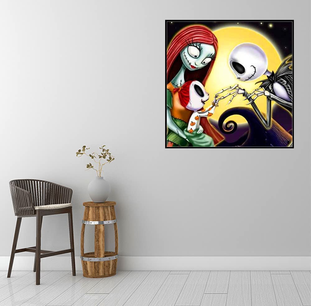 MMAHD 5D DIY Diamond Art Painting Kits, Cartoon Skull Round Full Drill Diamond Art Crafts Home Wall Decoration 15.8 x 15.8inch MMAHD