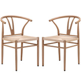Mid Century Modern Metal Wishbone Dining Room Chairs Set of 2 4 for Your Kitchen Beach House STARY
