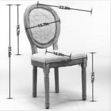 HMFULE French Country Dining Chairs Set of 4, Rattan Dining Chair with Linen Fabric and Carved Solid Wood Frame Farmhouse Dining Room Chairs for Living Room, Kitchen, Restaurant Rattan Beige HMFULE