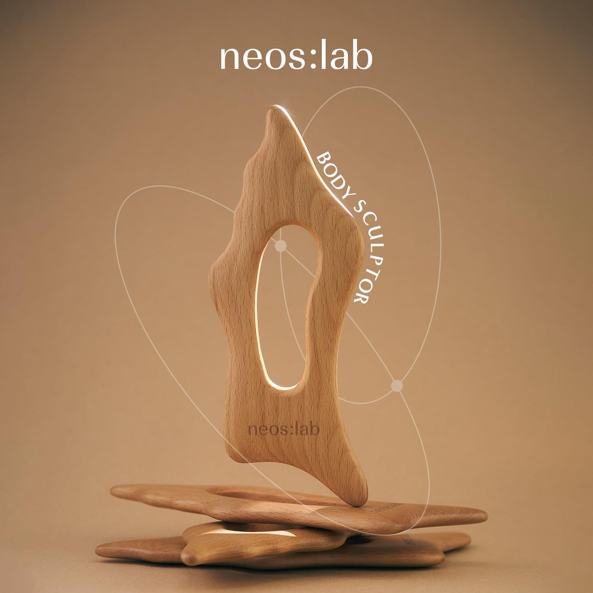 neos:lab Body Sculptor - Beech Wood Massage Tool, Portable & Lightweight Scraping Massage Tools, Wood Gua Sha, Relieve Tensed Muscle, Lymphatic Massage to Help Face & Body Circulation neos:lab