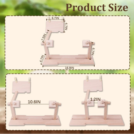 Adjustable Embroidery Hoop Stand,Embroidery Kit with 4pcs Different Size Embroidery Hoops,1 Embroidery Tool Kit,1 Pair of Thimbles,Wooden Embroidery Hoop Holder for Beginners. WodGod