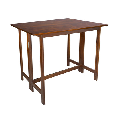 Casual Home Solid Wood Folding Convertible Dining Console Table, 40" W x 28" D x 30" H, Warm Brown