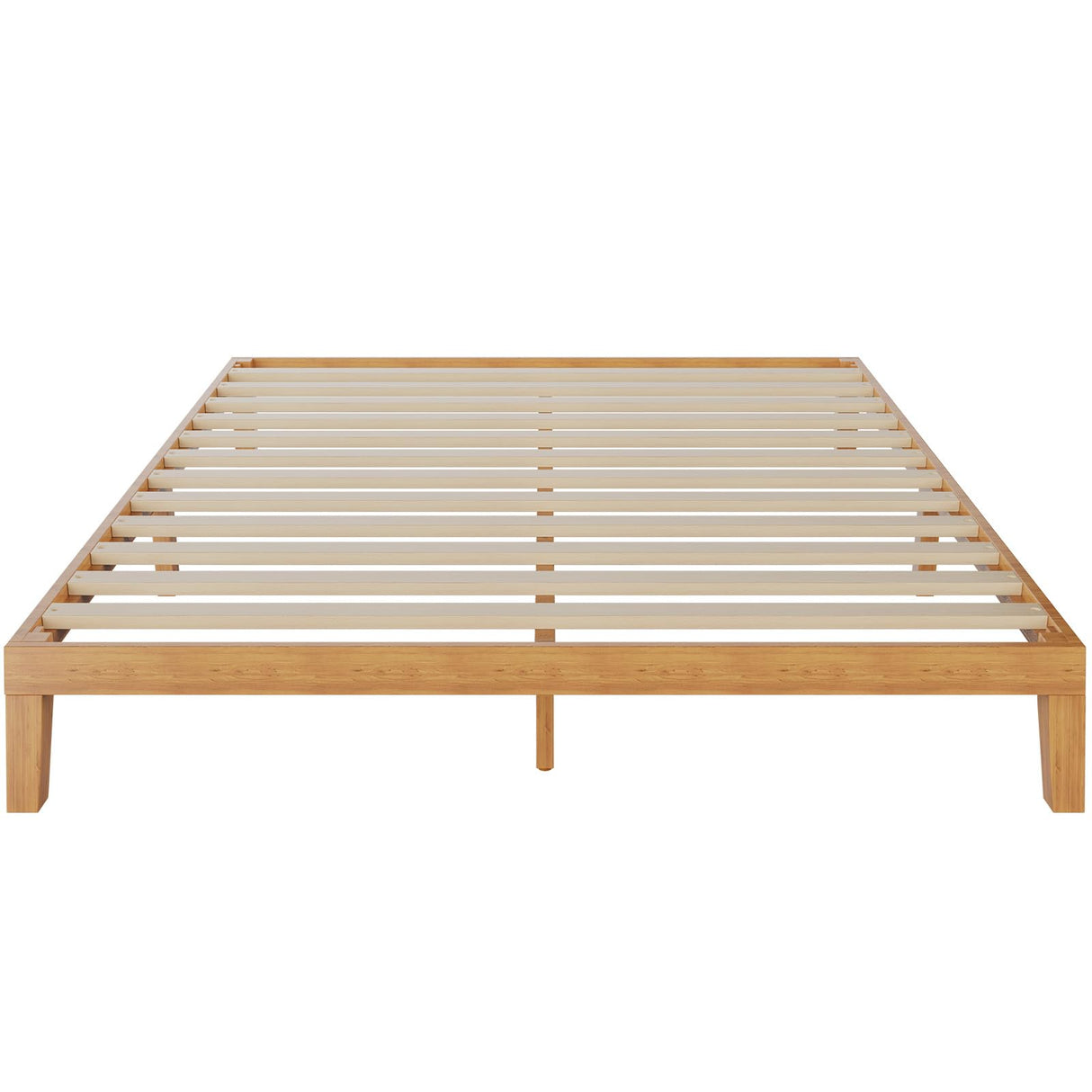 UOCFYK 12 Inch Solid Wood Platform Bed, Full Size Bed Frame with Wood Slat Support, No Box Spring Needed, Easy Assembly, Natural Pine UOCFYK