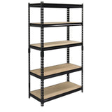 Juggernaut Storage Indoor Outdoor 72 Inch 5 Tier Steel Utility Shelving Unit with Adjustable Shelves for Warehouse, Laundry Room, and Garage, Black Juggernaut Storage