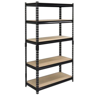 Juggernaut Storage Indoor Outdoor 72 Inch 5 Tier Steel Utility Shelving Unit with Adjustable Shelves for Warehouse, Laundry Room, and Garage, Black - WoodArtSupply