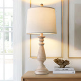 PORTRES 24.5" Mid Century Single Table Lamp for Living Room Farmhouse Linen Bedside Lamps for Bedroom Kids Room Dorm Office Rustic Lamps for End Table Nigntstand Resin PORTRES