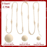 Ceenna 2 Pcs 18 ft Christmas Wood Bead Garland without Tassels 9ft Wooden Beads Garland Rustic Farmhouse Beads Boho Beaded Garland Decor Wooden Bead Garland Decor for Home Boho Decor (Wood) Ceenna