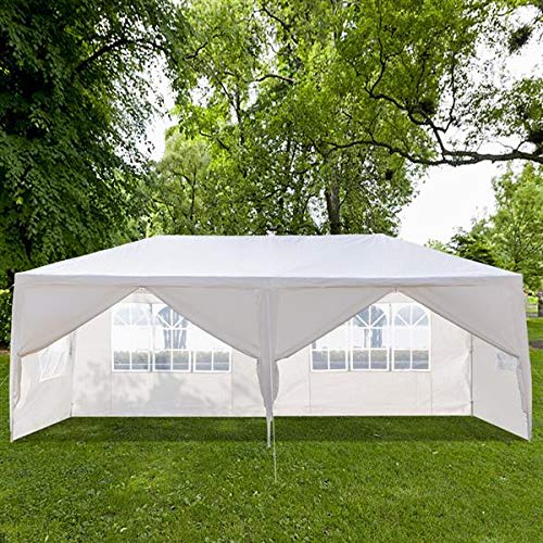 CAIDE-STORE White 10x20 ft Outdoor Waterproof Canopy Tent for Party Wedding Heavy Duty Patio Garden Gazebo Pavilion with Windows and Removable Sidewalls 6-Side Wall CAIDE-STORE