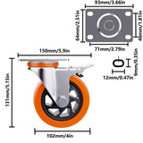 4 Inch Caster Wheels Set of 4 Heavy Duty Casters, No Noise Polyurethane Wheels for Tool Box, Furniture, Workbench, Cart (2PCS Locking Swivel Casters 2PCS Fixed Caster Wheels) Lvgwhisper