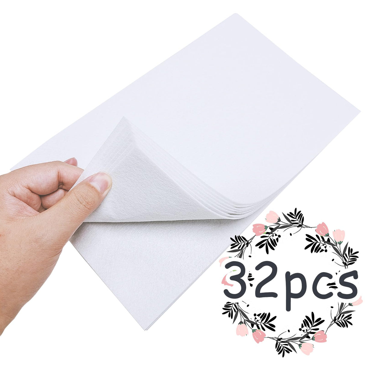 Jtnohx Stiff Felt Sheets, 32 Pcs Felt Fabric, 7"×11.3" Color Felt for Crafts, Craft Felt Square for Sewing Embroidery Handwork and Festivals Party (White) Jtnohx