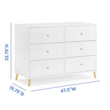 Delta Children Essex 6 Drawer Dresser, Bianca White/Natural Delta Children