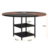 Tribesigns 47-Inch Round Conference Table for 4-6 People, Wood Meeting Room Table with Storage Shelf and Metal Legs, Modern Office Training Desk for Conference Room Seminar Room (Black Brown) Tribesigns