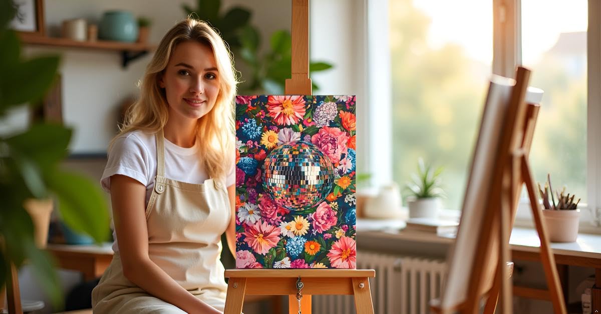 CraftCraze Paint by Numbers Kit for Adults, Adult Paint by Number Kits, Disco Ball Paint by Numbers for Adults Beginners, DIY Advanced Acrylic Painting on Canvas for Home Wall Art Decor 16x20 Inch CraftCraze