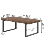 FOLUBAN Modern Coffee Table, Rustic Wood and Metal Center Table, Industrial Rectangle Cocktail Tea Table for Living Room, Walnut, 44 Inch FOLUBAN